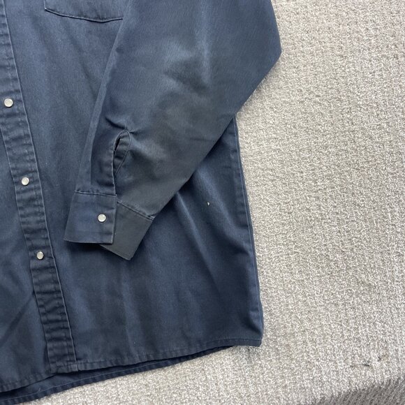 Big Bill Work Shirt Men’s Dark Blue Pearl Snap Long Sleeve Workwear Read* - Picture 5 of 16